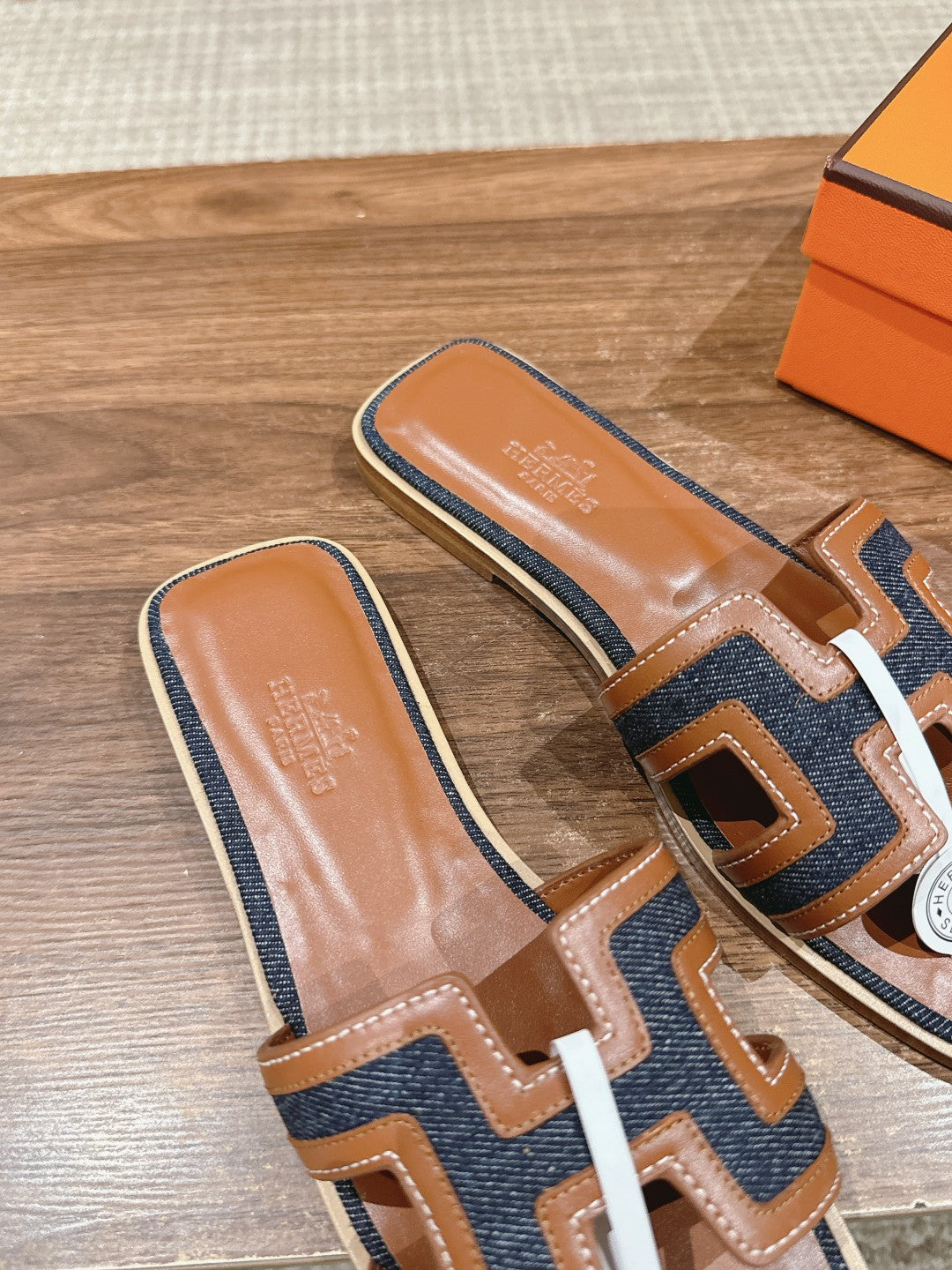 H Leather patchwork Classic H Slippers