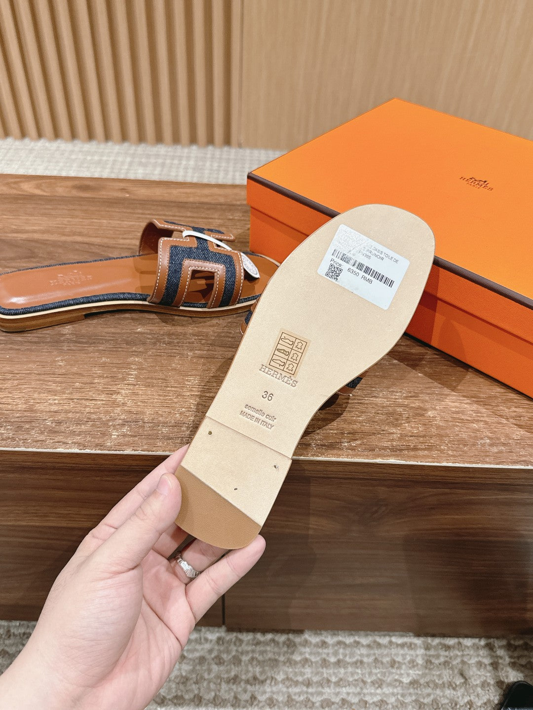 H Leather patchwork Classic H Slippers