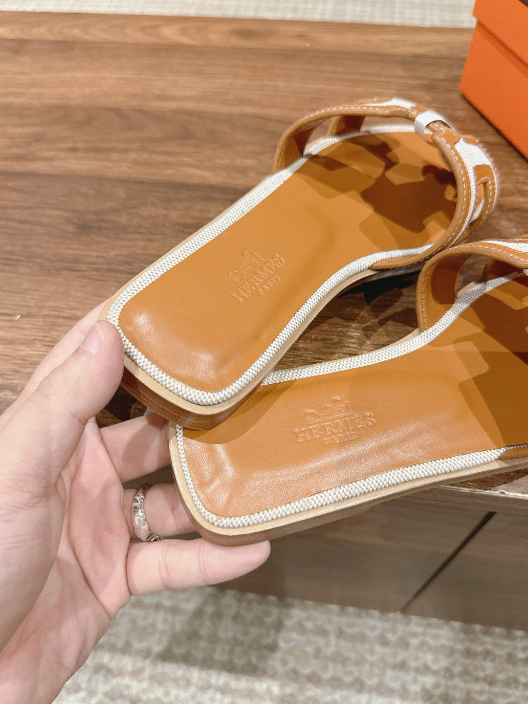 H Leather patchwork Classic H Slippers