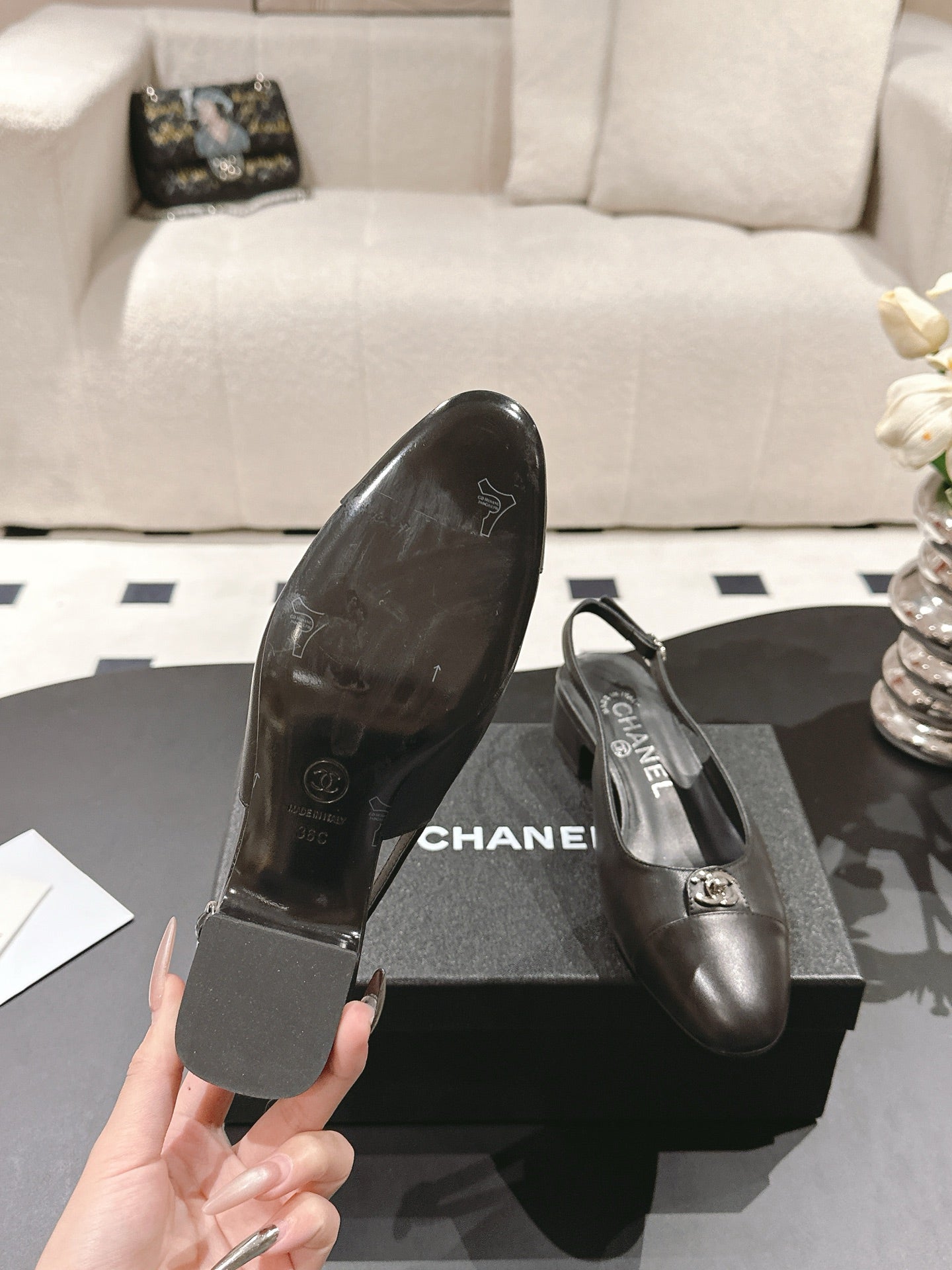 CH 2025 S classic CF Chunky heel slingback sandals