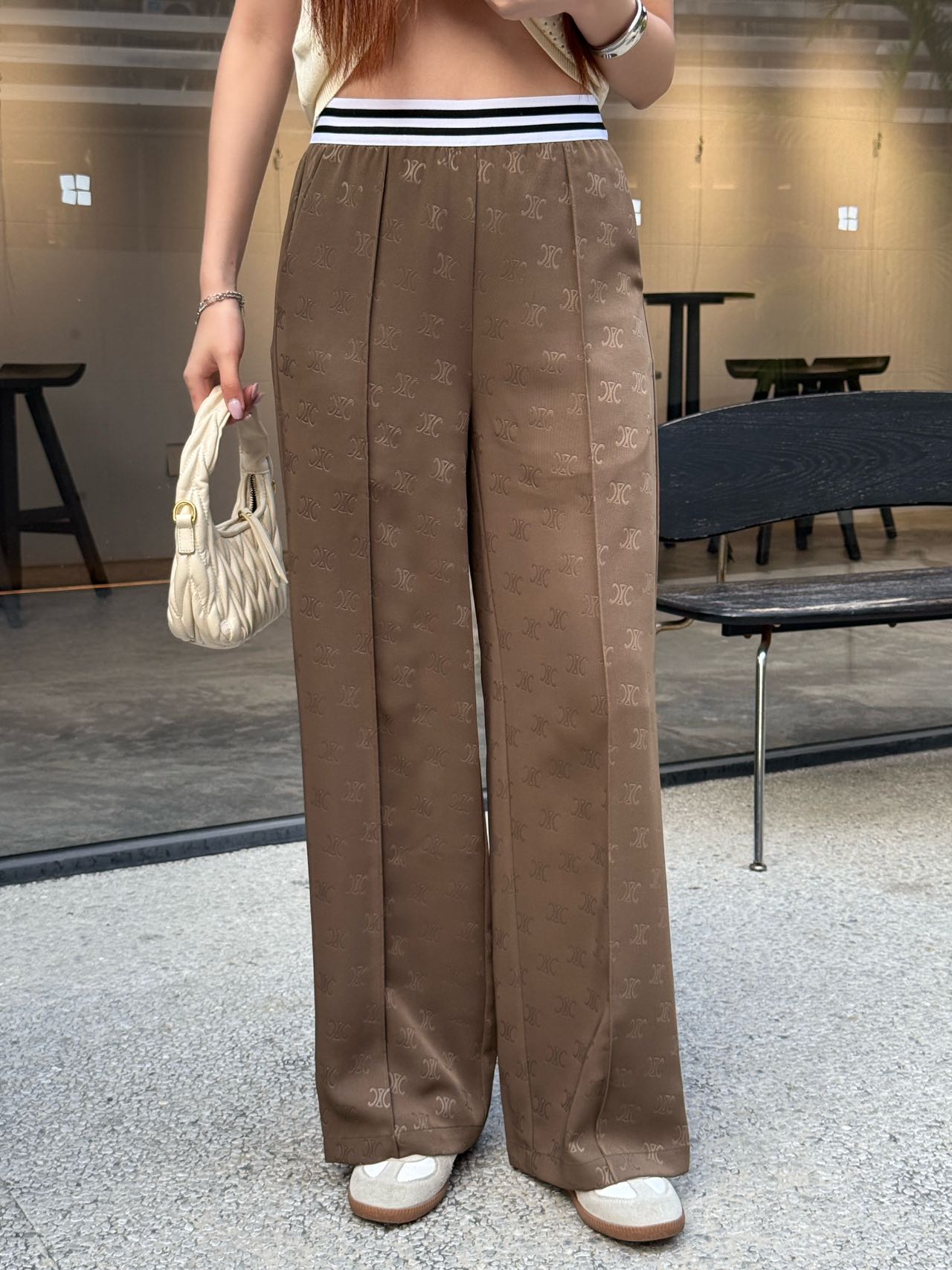 CE 25ss lettering print wide-leg pants