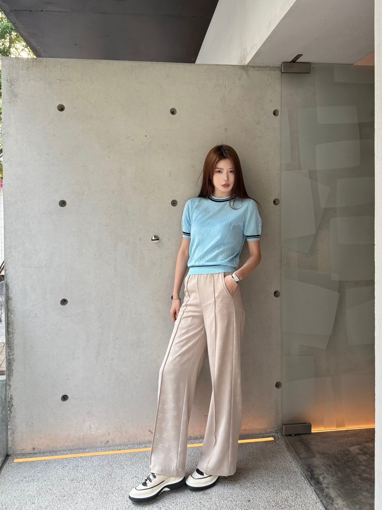 CE 25ss lettering print wide-leg pants