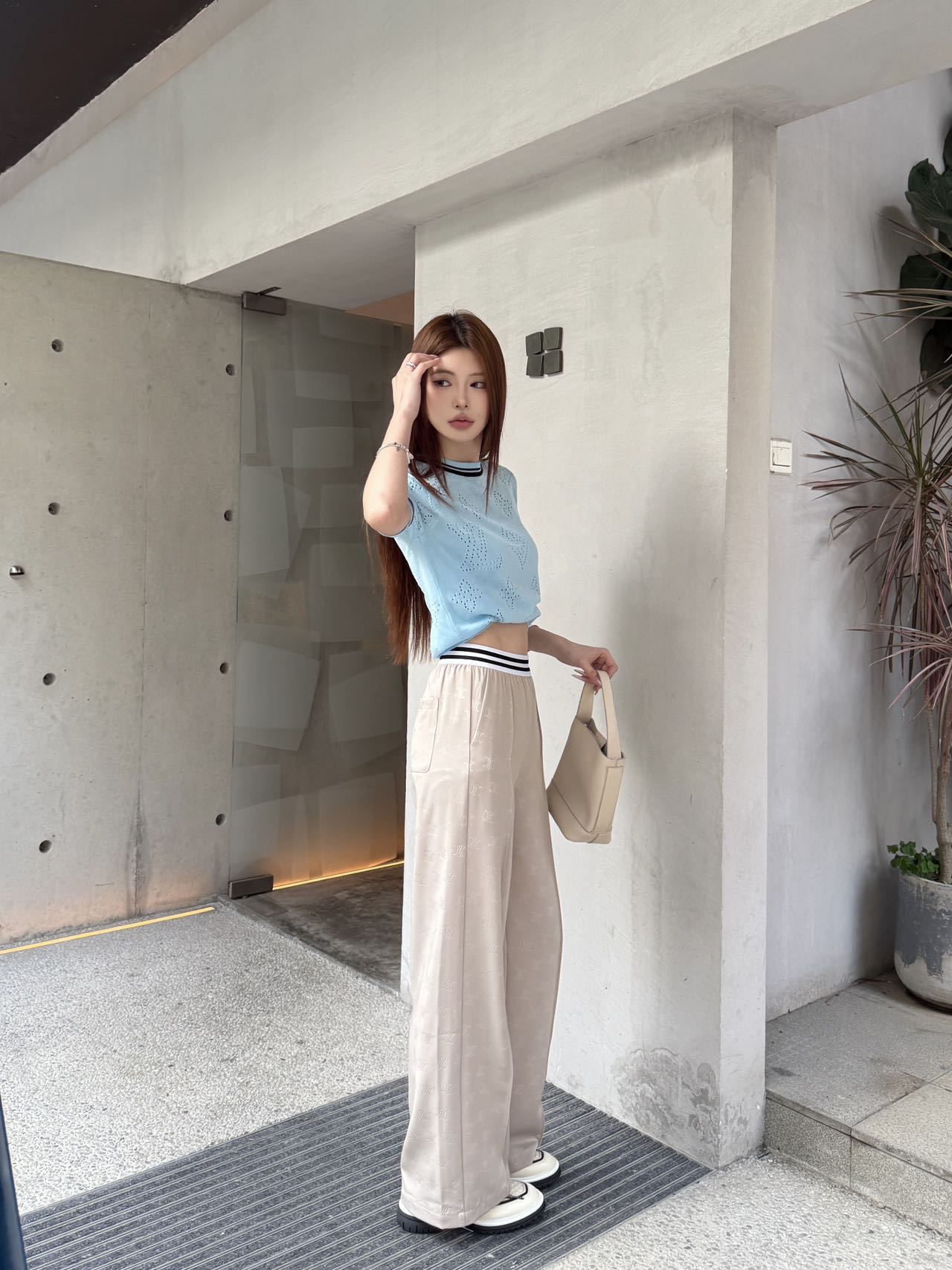 CE 25ss lettering print wide-leg pants