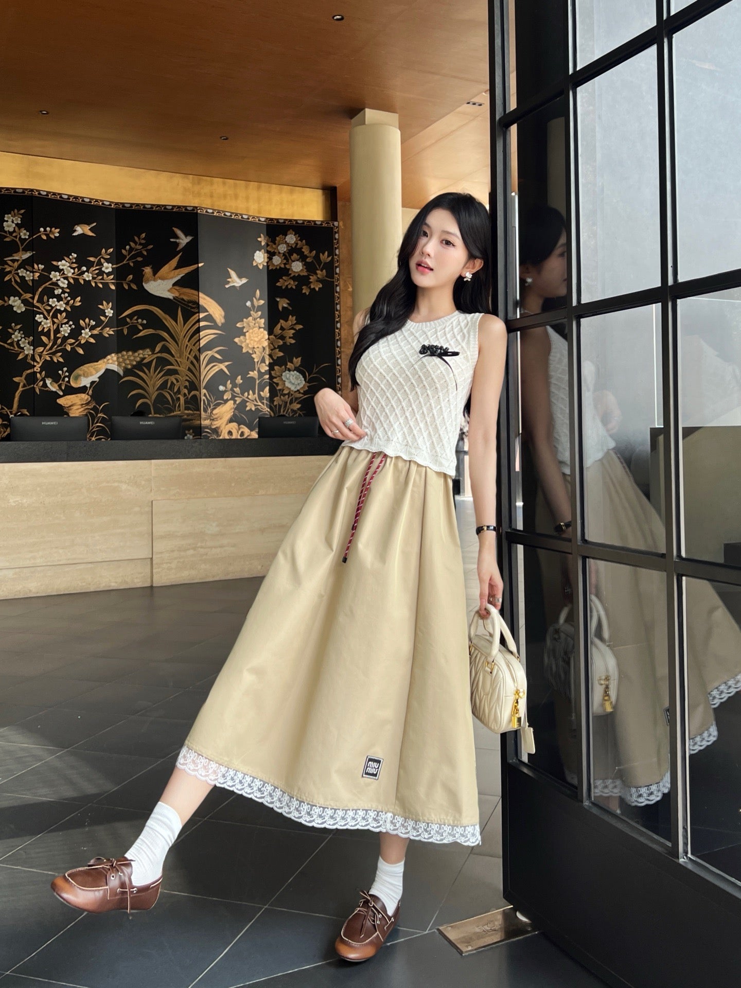 MU 25 new solid color hem lace skirt