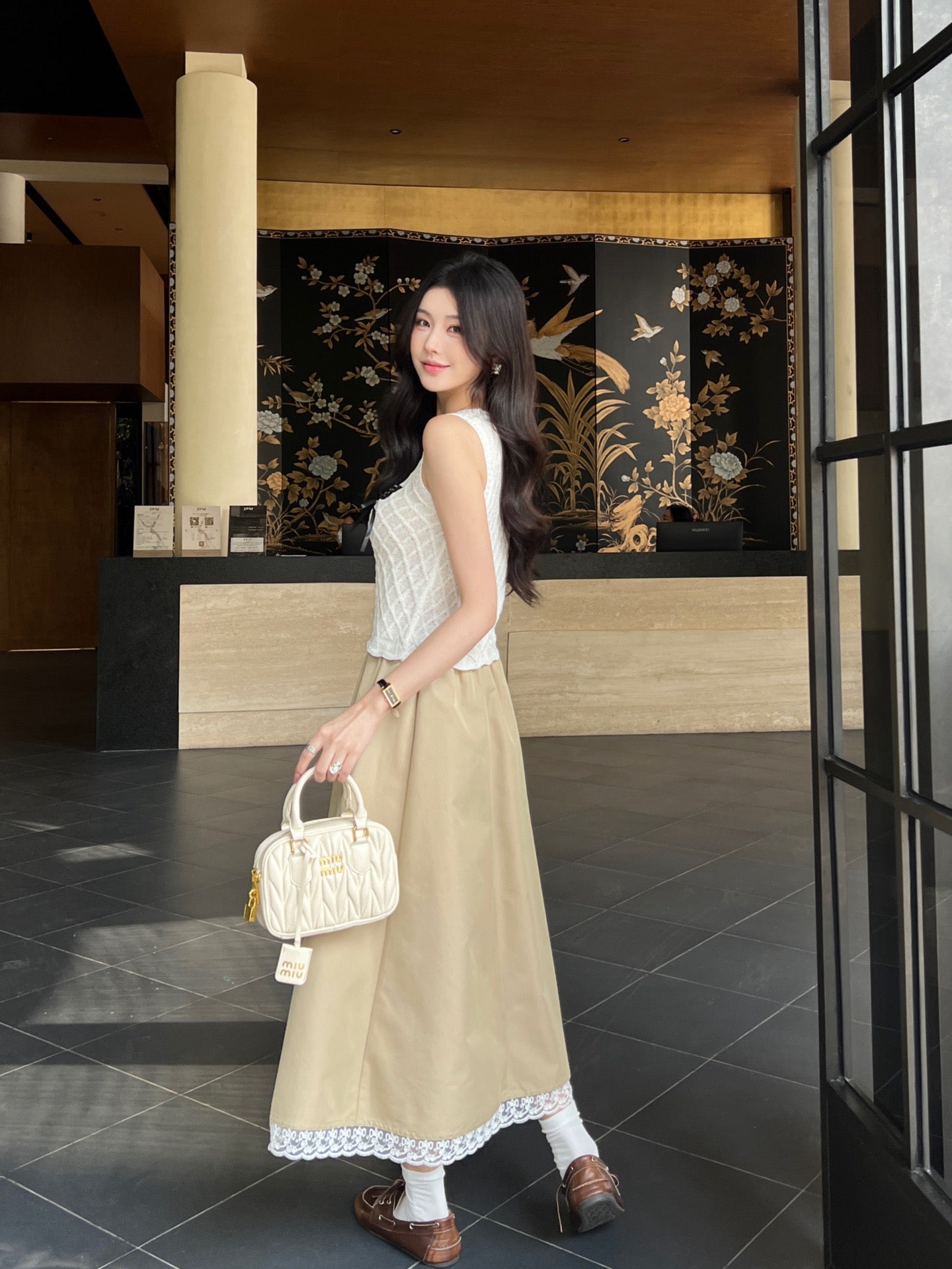 MU 25 new solid color hem lace skirt