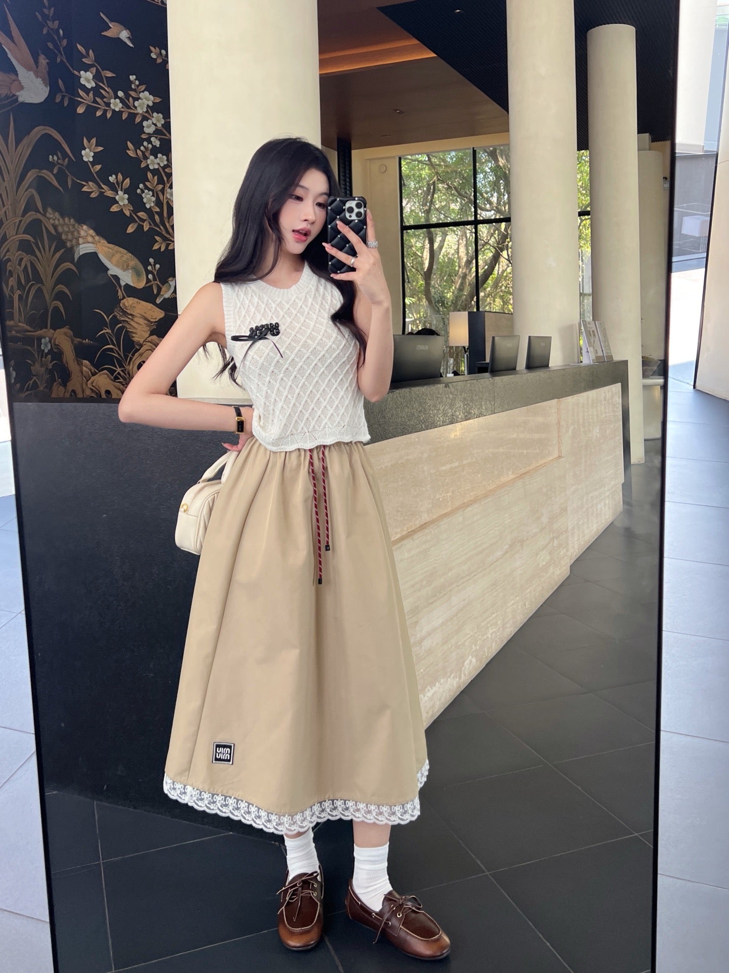 MU 25 new solid color hem lace skirt