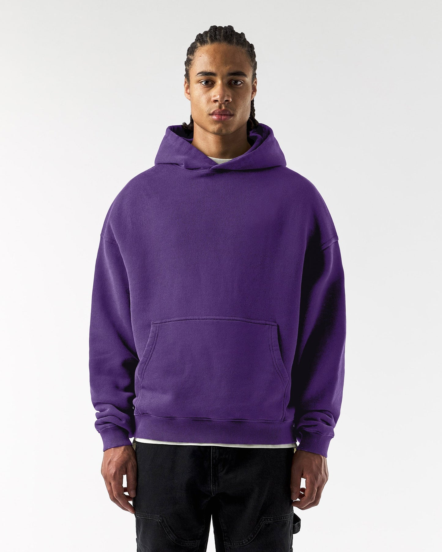 Sweat à capuche basique violet épais