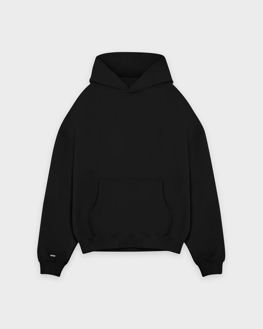 Schwerer schwarzer Basic Hoodie