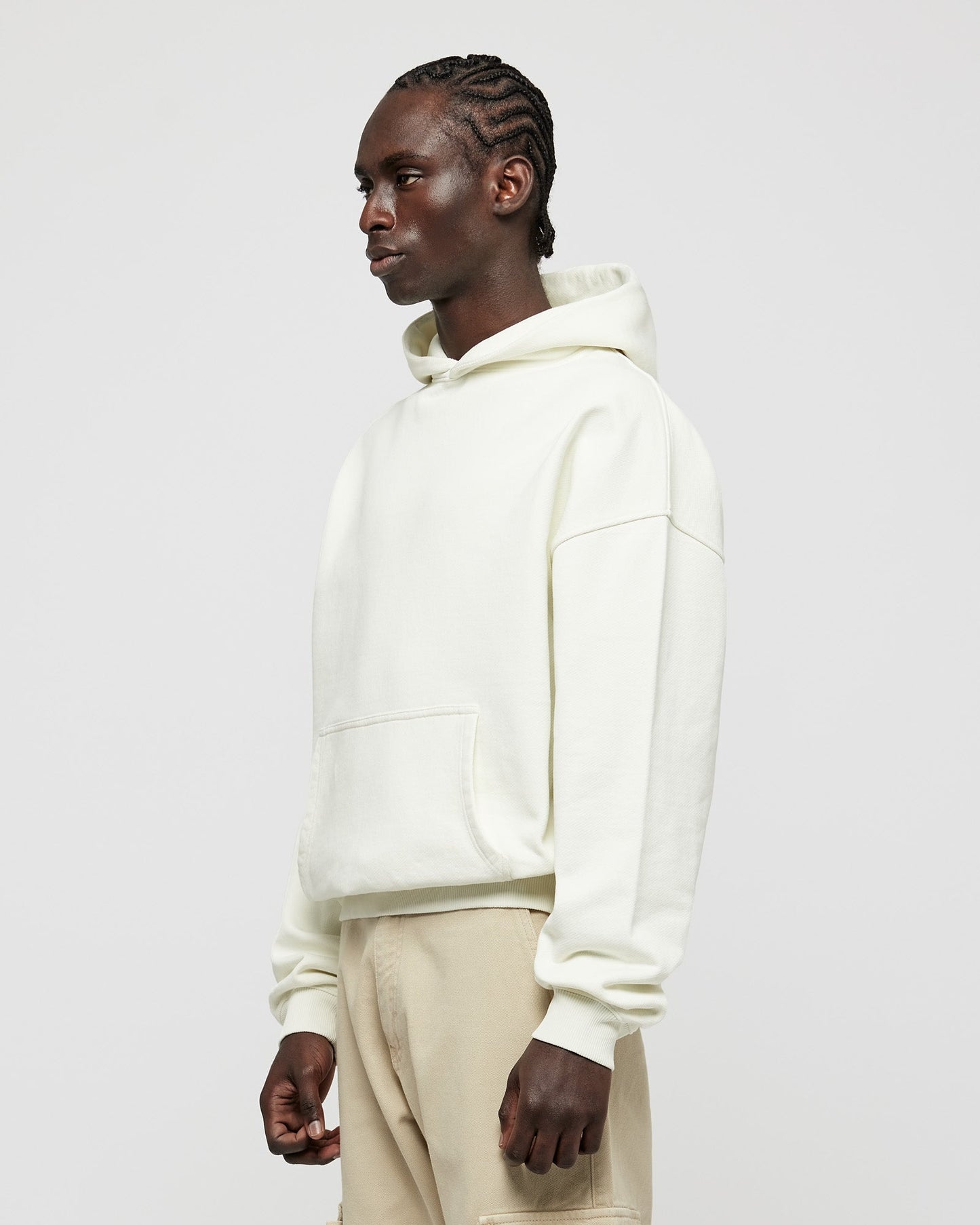 Schwerer Basic-Hoodie in Off-White