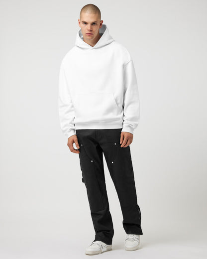 Schwerer weißer Basic-Hoodie