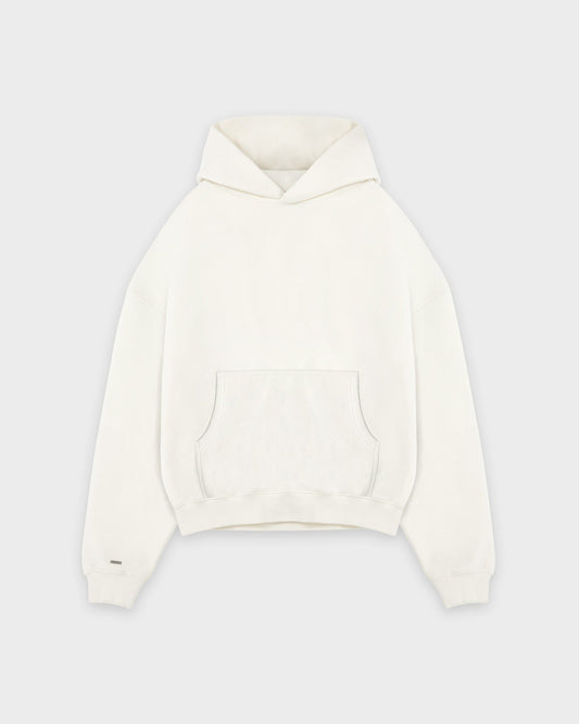 Schwerer, verkürzter Basic-Hoodie in Off-White