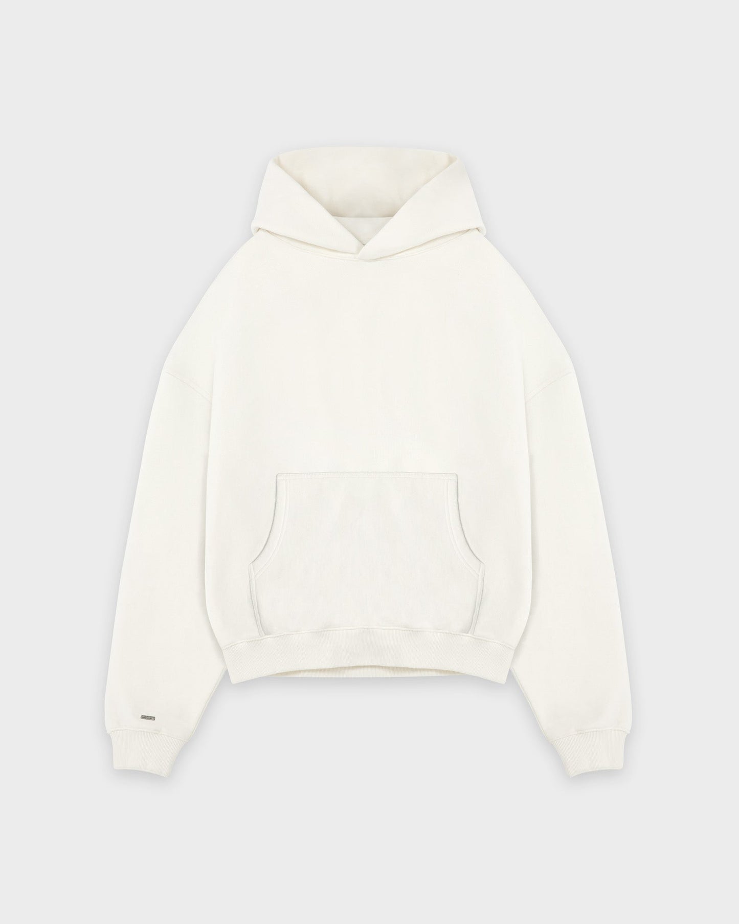 Heavy Cropped Off White Basic Hoodie