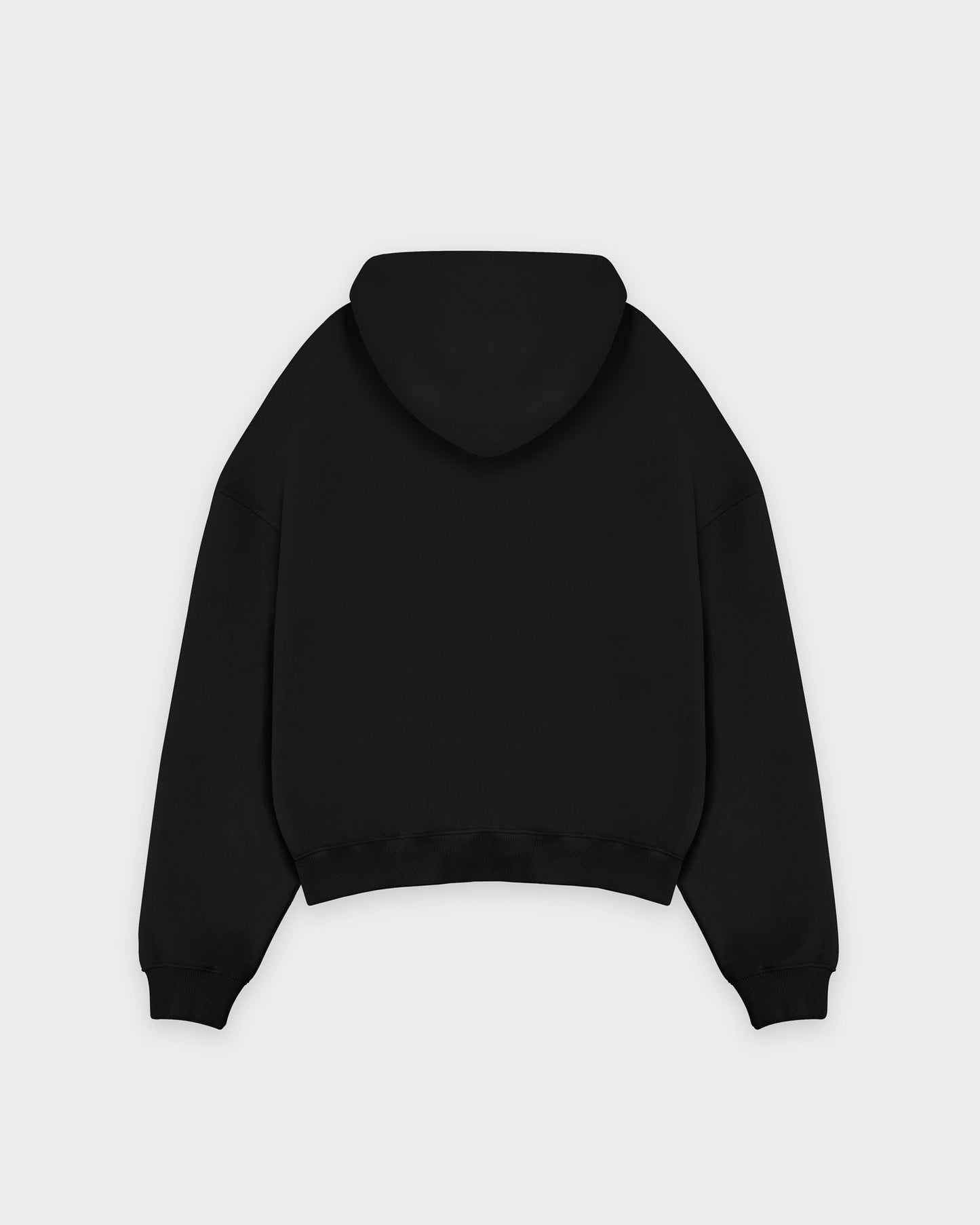 Schwerer, kurzer Basic-Hoodie in Schwarz