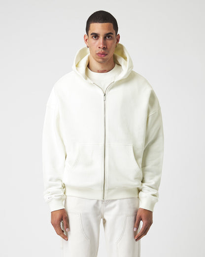 Schwerer Basic-Kapuzenpullover in Off-White