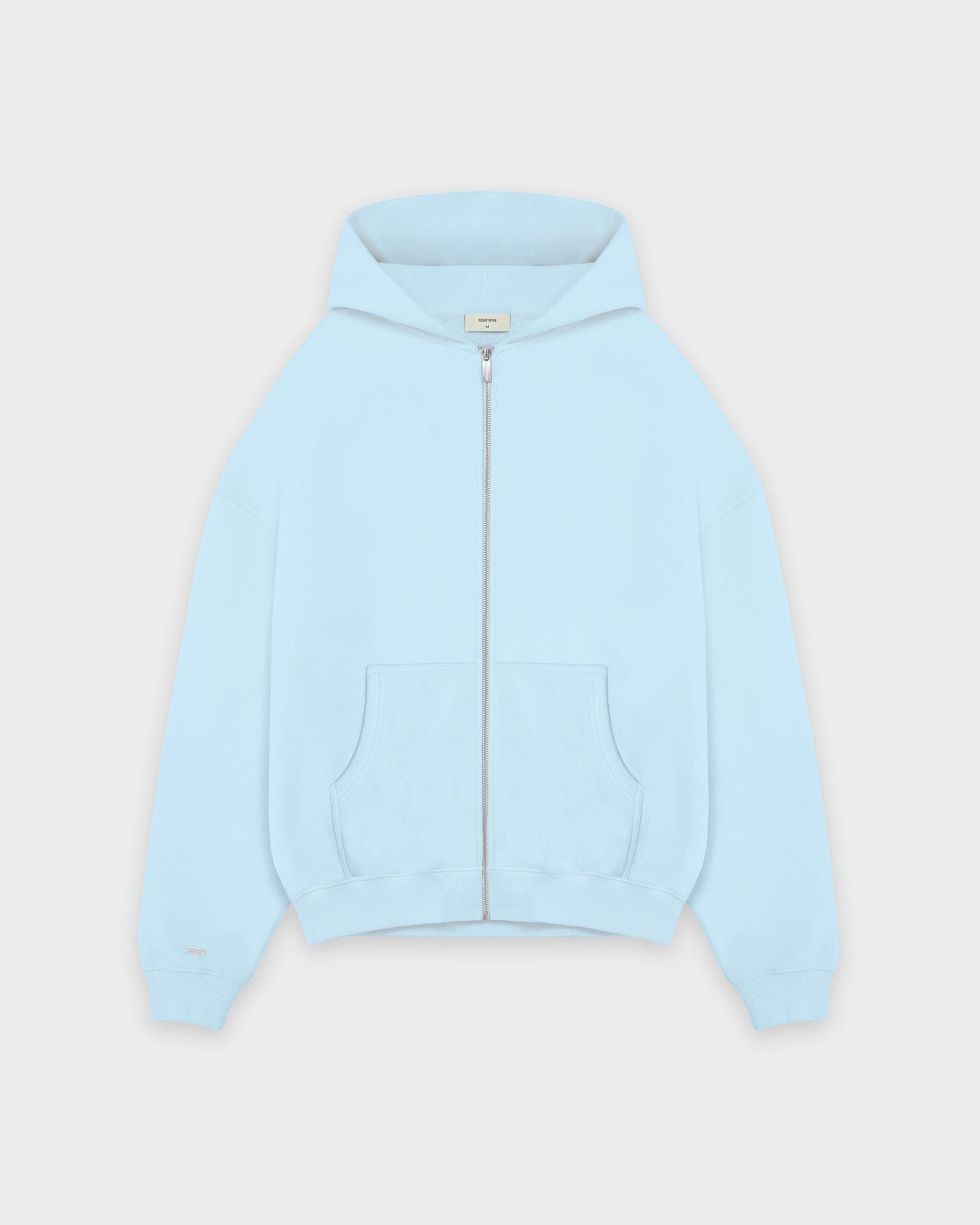 Sweat à capuche zippé basique bleu bébé épais