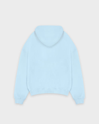 Sweat à capuche zippé basique bleu bébé épais