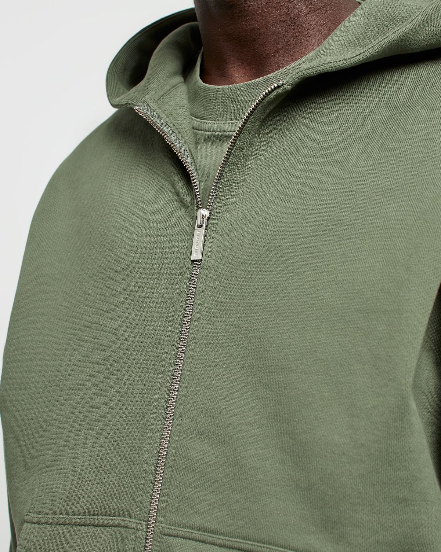 Heavy Smokey Green Basic Zip Hoodie