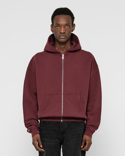 Heavy Ruby Red Basic Zip Hoodie