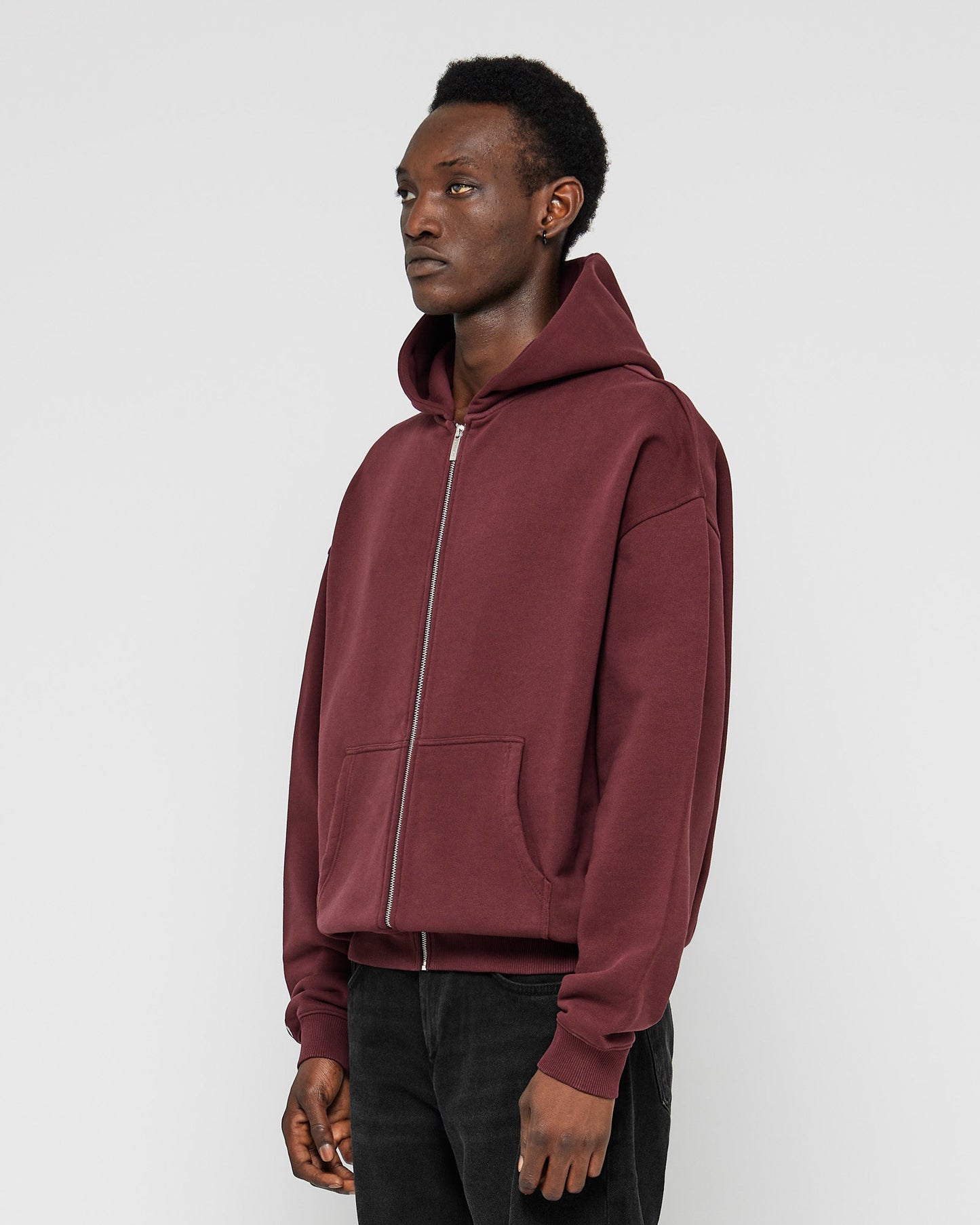 Heavy Ruby Red Basic Zip Hoodie