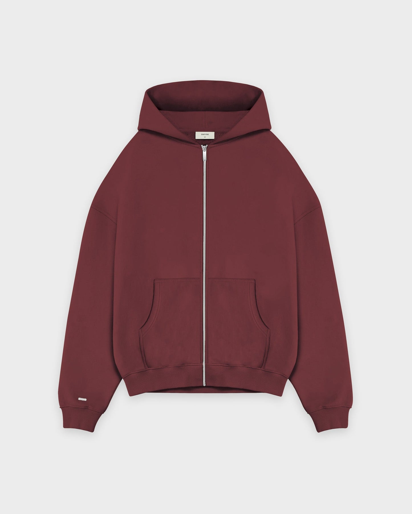 Sweat à capuche zippé basique rouge rubis épais