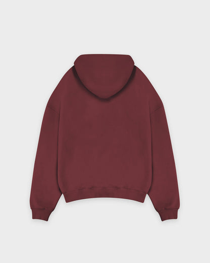 Sweat à capuche zippé basique rouge rubis épais