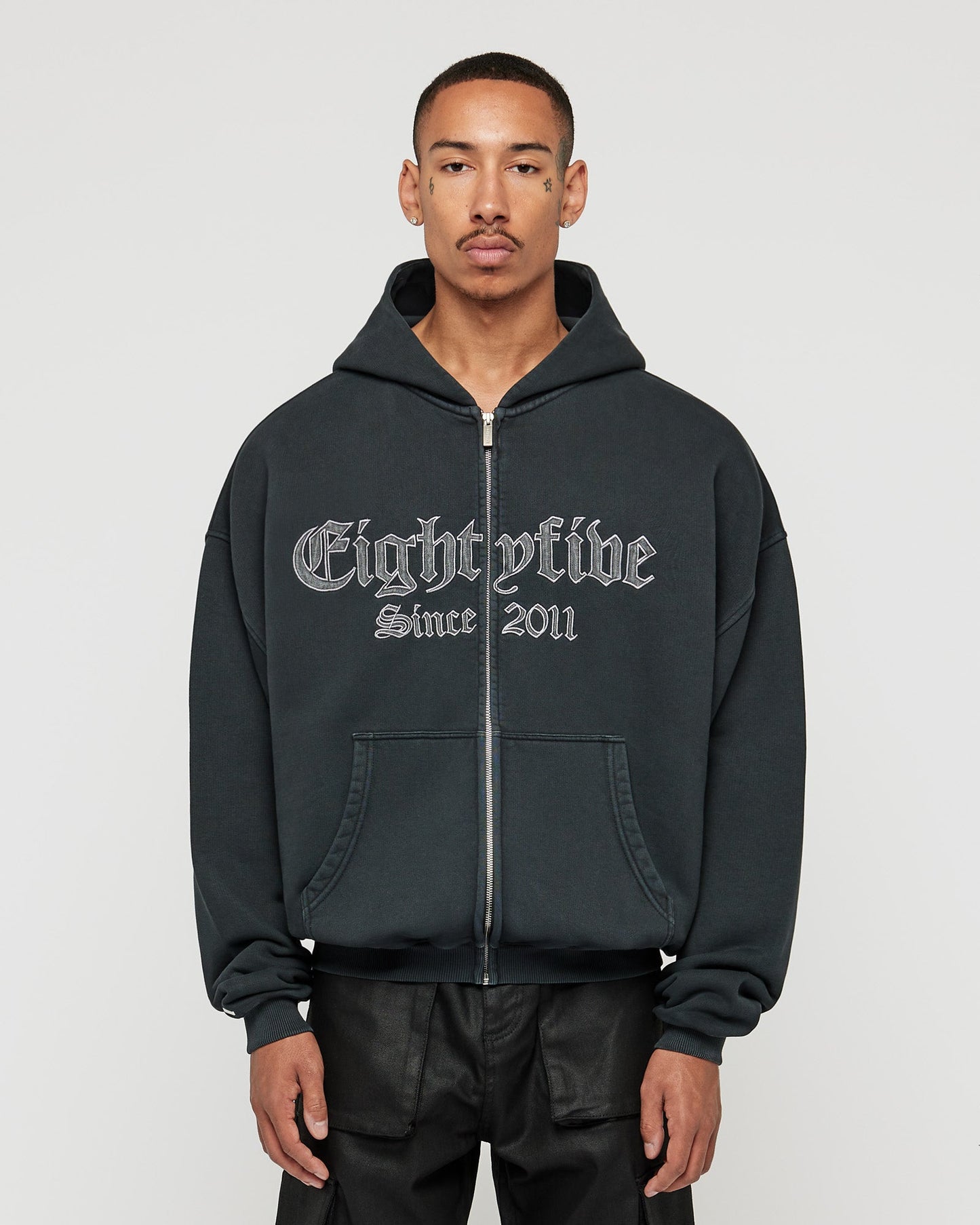 Heavy Logo Zip Hoodie