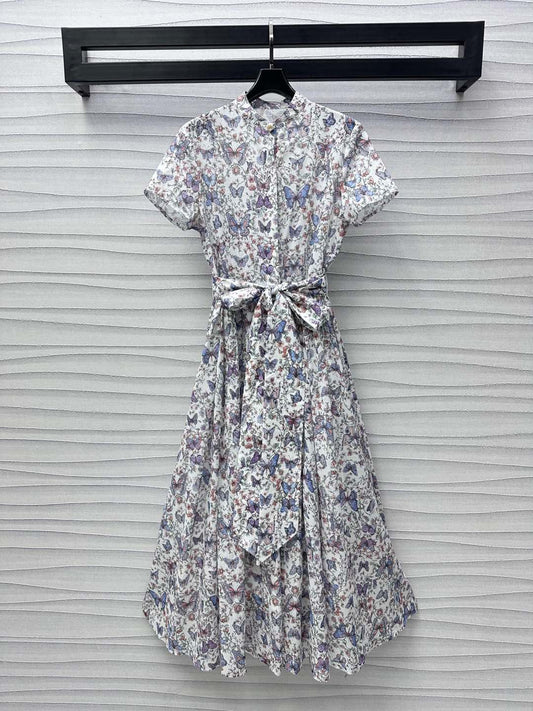 DO Mid-Length Dress with Tied Belt