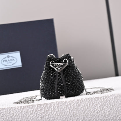 Mini-pochette en satin à ornements Pr@da 