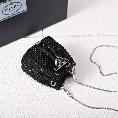 Mini-pochette en satin à ornements Pr@da 