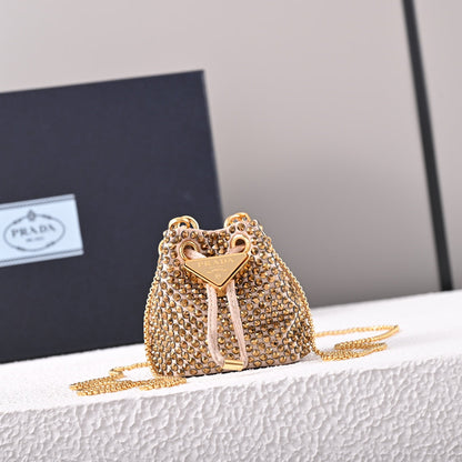 Mini-pochette en satin à ornements Pr@da 