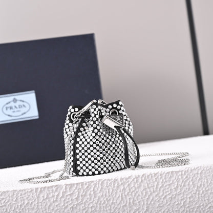 Mini-pochette en satin à ornements Pr@da 