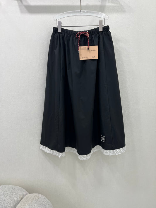MU 25 new solid color hem lace skirt