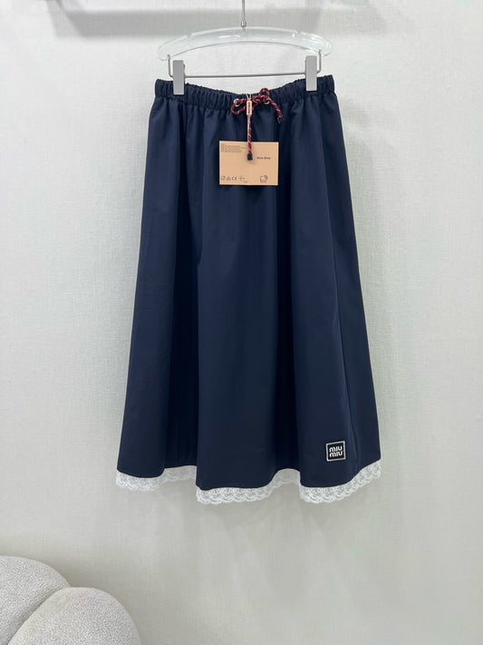 MU 25 new solid color hem lace skirt